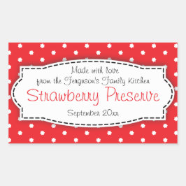 Aufkleber auf der Lebensmittelmarke "Erdbeeren" od