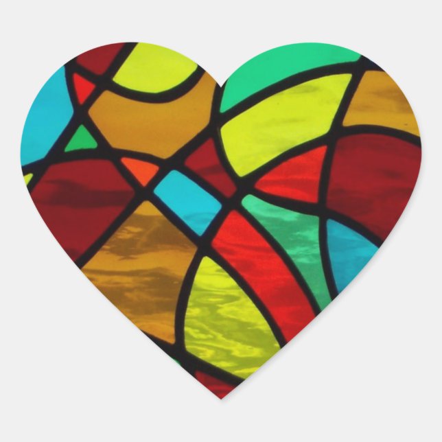 Aufkleber aus abstraktem Buntglas "Liebe Herz" (Vorderseite)