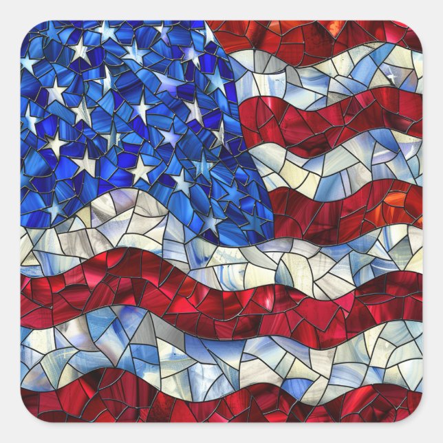 Aufkleber aus Glas mit amerikanischer Flagge (Vorderseite)