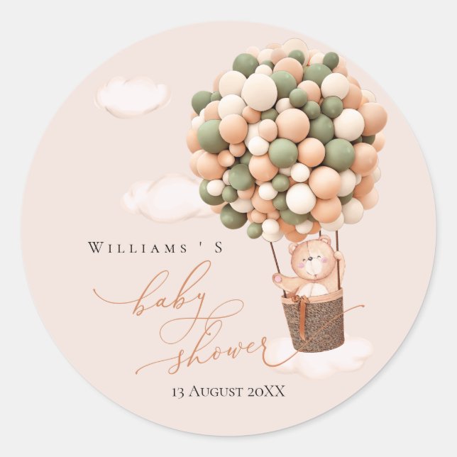 Aufkleber Babydusche grün braun (Vorderseite)