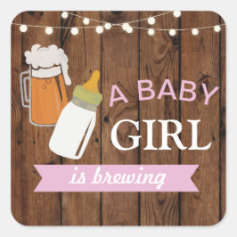 Aufkleber Beer Girl Baby Dusche Braun Pink