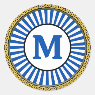 Aufkleber - blau - Personalisiert - Initial hinzuf