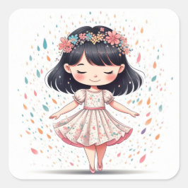 Aufkleber Blumenmädchen - Originaldesign