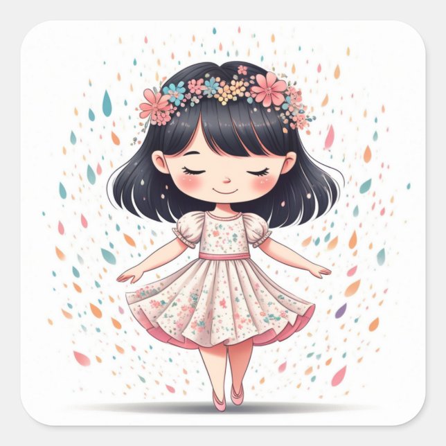 Aufkleber Blumenmädchen - Originaldesign (Vorderseite)