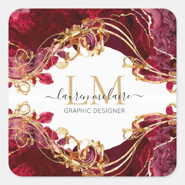 Aufkleber - Cherry Red Gold Monogramm (Vorderseite)