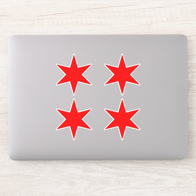 Aufkleber | Chicago Flag Red 6-Punkte Star (Computer)