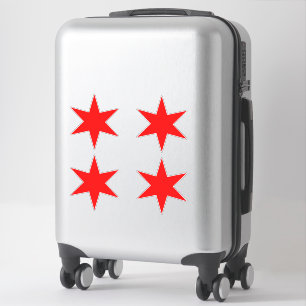 Aufkleber Chicago Flag Red 6-Punkte Star