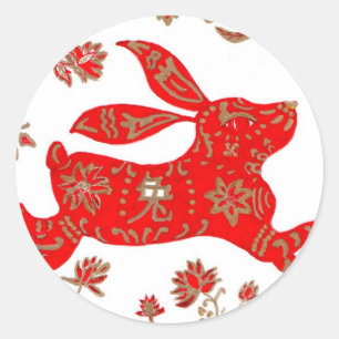 Aufkleber-Chinesisches Neujahrsfest des Kaninchens Runder Aufkleber