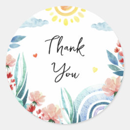 Aufkleber Danke für die Babydusche mit Design.