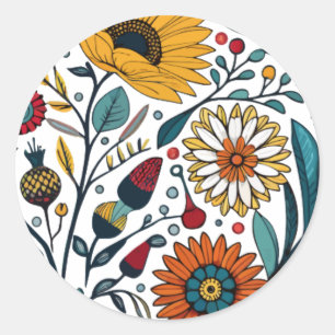 Aufkleber: Dazzling Daisy Delight: Eine florale Mo Runder Aufkleber