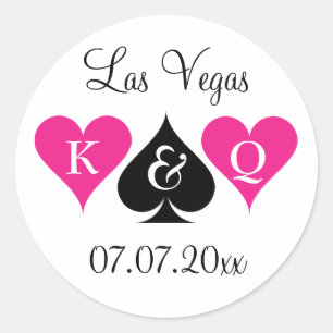 Aufkleber der Gastgeschenk Hochzeit Las Vegas mit