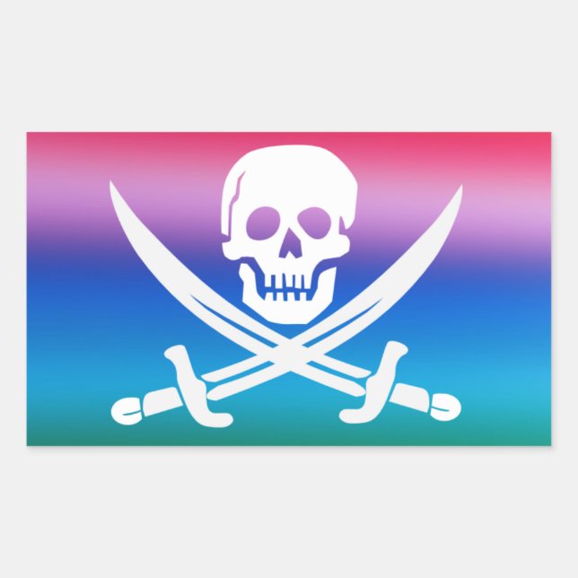 Aufkleber der Piratenflagge Rainbow Pirate (Vorderseite)