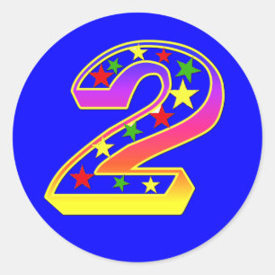 Aufkleber der Stern-Zahl-2