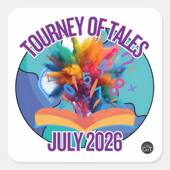 Aufkleber des Turnier der Geschichten Juli 2026 (Vorderseite)