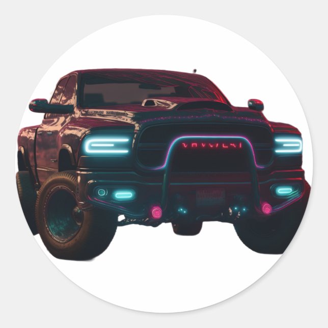 Aufkleber Dodge TRX Neon Truck (Vorderseite)