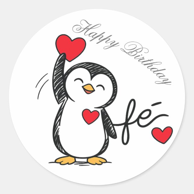 Aufkleber eines glücklichen Pinguins (Vorderseite)