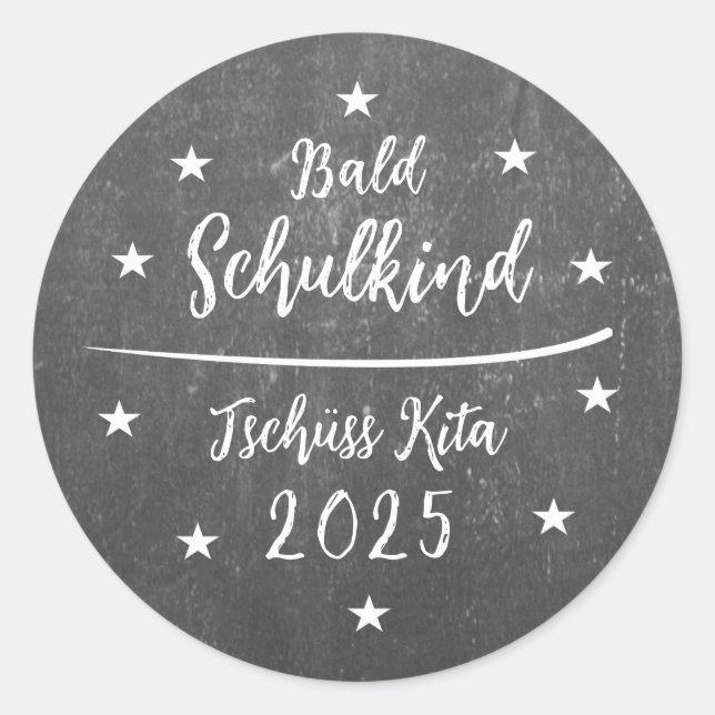 Aufkleber | Einschulung - Bald Schulkind - Tafel (Vorderseite)