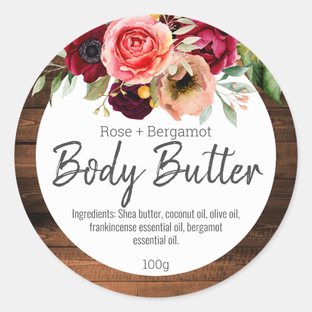 Aufkleber-Etikett für hausgemachte Body Butter Runder Aufkleber (Vorderseite)