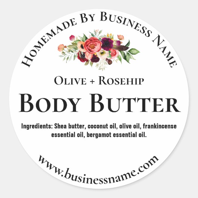 Aufkleber-Etikett für hausgemachte Body Butter Runder Aufkleber (Vorderseite)