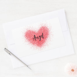 Aufkleber, Etikett - Rotes Herz Rechteckiger Aufkleber