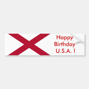 Aufkleber Flag von Alabama, Happy Birthday U.S.A.! Autoaufkleber