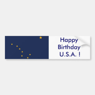 Aufkleber Flag von Alaska, Happy Birthday U.S.A.! Autoaufkleber