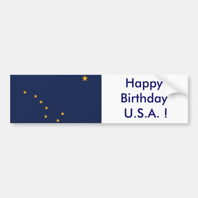 Aufkleber Flag von Alaska, Happy Birthday U.S.A.! Autoaufkleber (Vorne)