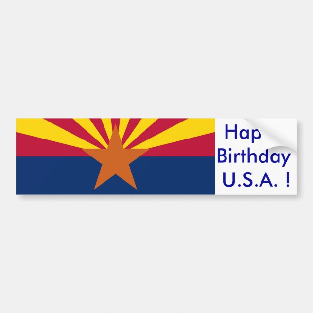 Aufkleber Flag von Arizona, Happy Birthday U.S.A.! Autoaufkleber (Vorne)