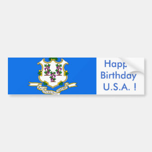 Aufkleber Flag von Connecticut, Happy Birthday U.S Autoaufkleber