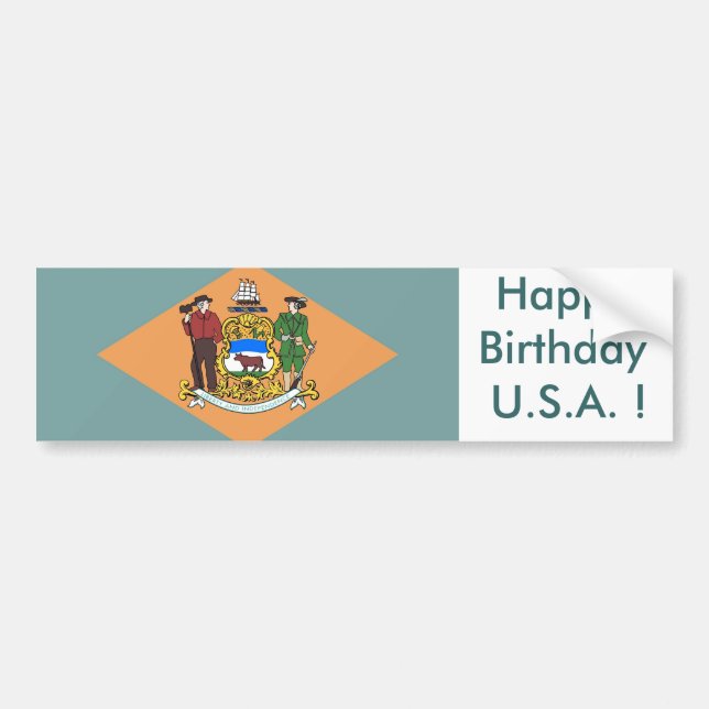Aufkleber Flag von Delaware, Happy Birthday U.S.A. Autoaufkleber (Vorne)