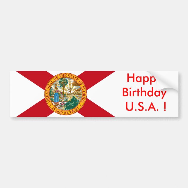 Aufkleber Flag von Florida, Happy Birthday U.S.A.! Autoaufkleber (Vorne)