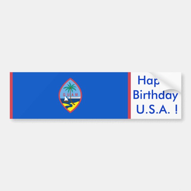 Aufkleber Flag von Guam, Happy Birthday U.S.A.! Autoaufkleber (Vorne)