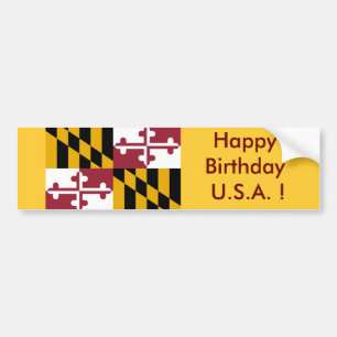 Aufkleber Flag von Maryland, Happy Birthday U.S.A. Autoaufkleber
