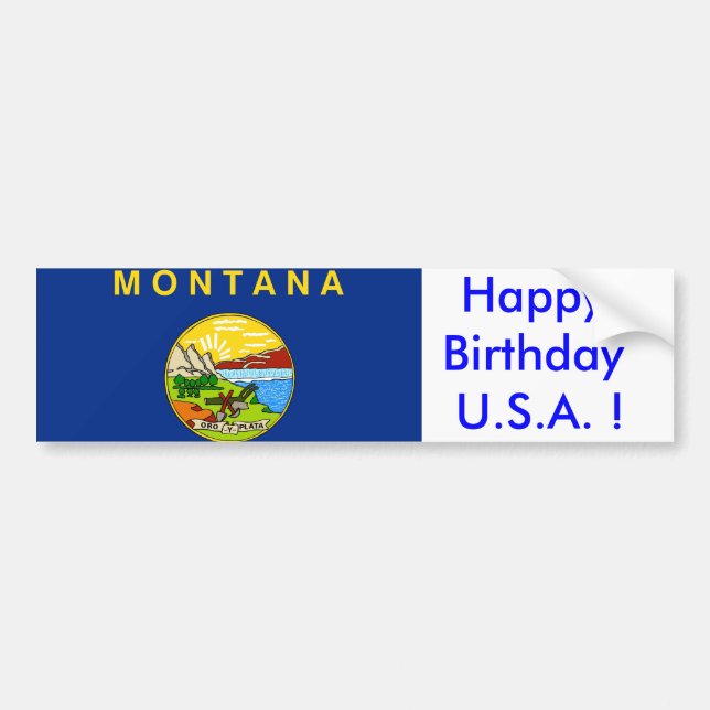 Aufkleber Flag von Montana, Happy Birthday U.S.A.! Autoaufkleber (Vorne)