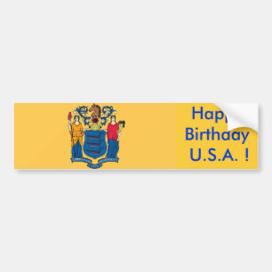 Aufkleber Flag von New Jersey, Happy Birthday U.S. Autoaufkleber