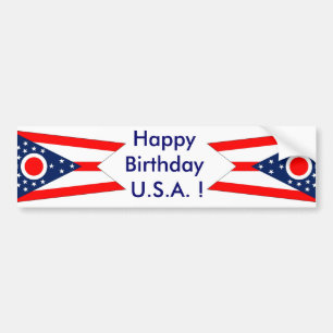 Aufkleber Flag von Ohio, Happy Birthday U.S.A.! Autoaufkleber