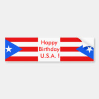 Aufkleber Flag von Puerto Rico, Happy Birthday U.S