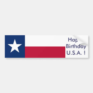 Aufkleber Flag von Texas, Happy Birthday U.S.A.! Autoaufkleber