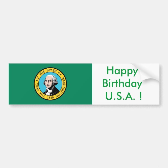 Aufkleber Flag von Washington, Happy Birthday U.S. Autoaufkleber (Vorne)