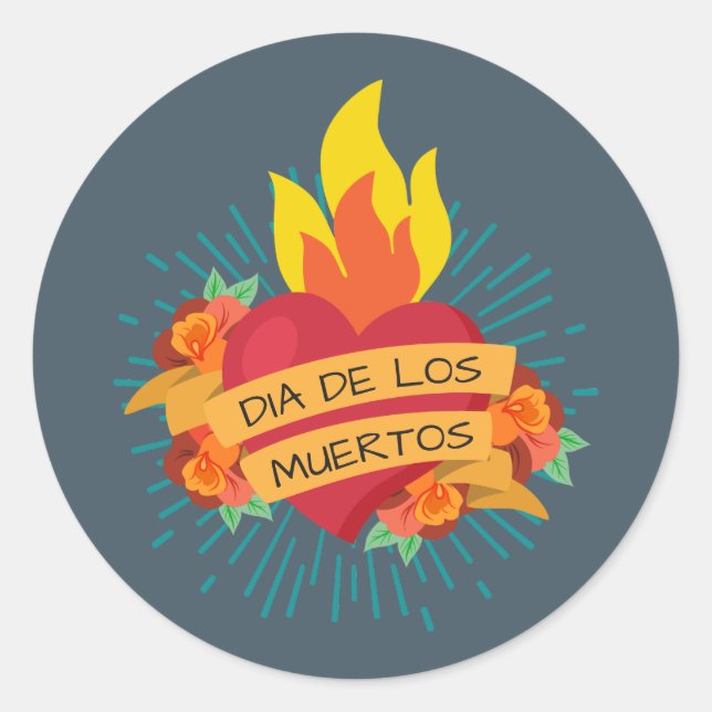Aufkleber Flammensheart Dia de Los Muertos | (Vorderseite)