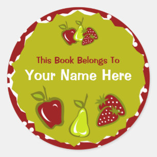 Aufkleber für Apfelholz-Erdbeeren-Buchzeichen