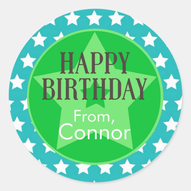 Aufkleber für aquamarine und grüne Sterne für Gebu (Vorderseite)