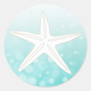 Aufkleber für aquamarine und weiße Sterne