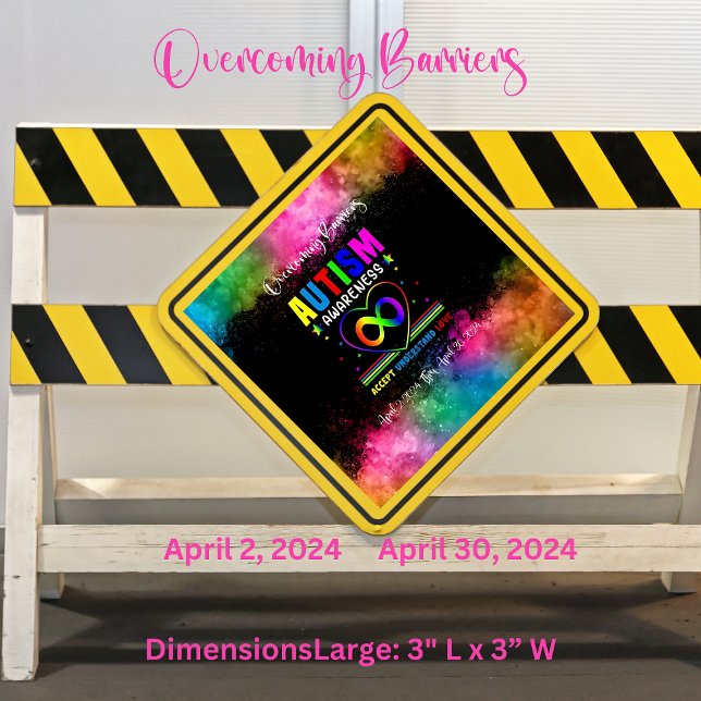Aufkleber für Autismus auf dem Platz "Überwinden v (Embrace the journey of 'Overcoming Barriers' of Autism with our vibrant square stickers.)
