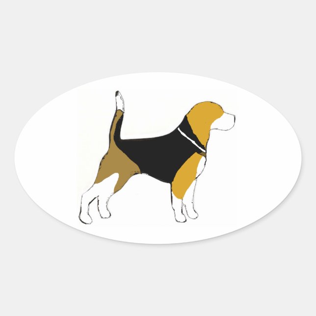 Aufkleber für Beagle Silhouette (Vorderseite)