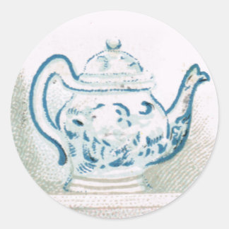 Aufkleber für blaue und weiße Teekanne aus dem frü