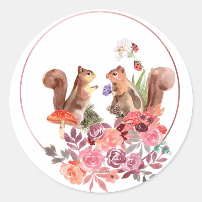 Aufkleber für Blume und Eichhörnchen (Vorderseite)