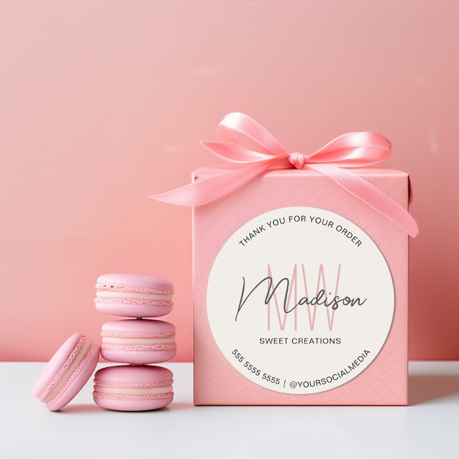 Aufkleber für das benutzerdefinierte Monogramm-Log (Custom Monogram Logo Bakery Sticker)