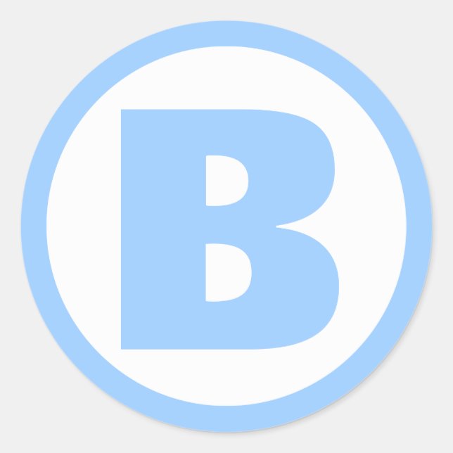 Aufkleber für das blaue Monogramm Babydusche Gastg (Vorderseite)