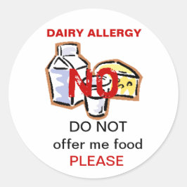 Aufkleber für das Etikett "Dairy Food Allergy Labe